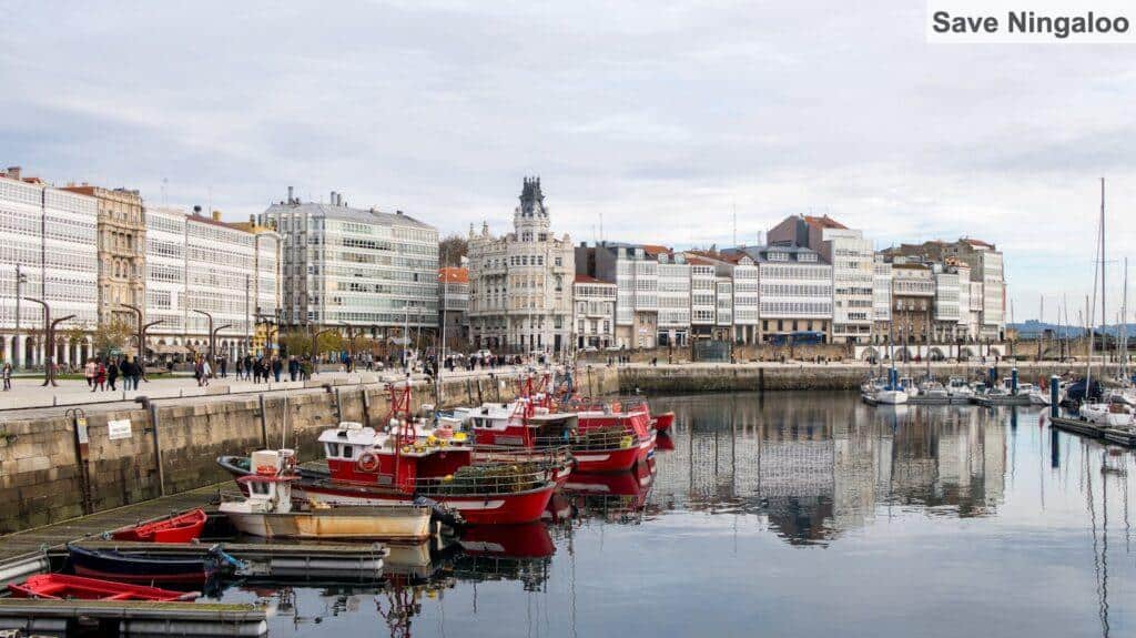 Motorboats Moored in Harbor in La Coruna